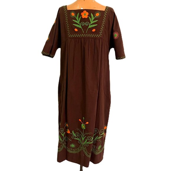 Uncle Frank by Ivy Jane Embroidered Floral XS Dress V-Neck Short Sleeve Cotton - Picture 4 of 10